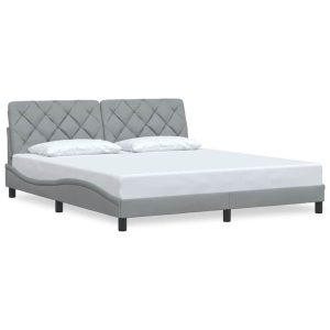 Łóżko Tapicerowane Szara Tkanina Rama Łóżka Ze Stelażem 180×200 cm 812059 Łóżko Tapicerowane Szara Tkanina Rama Łóżka Ze Stelażem 180×200 cm 812059