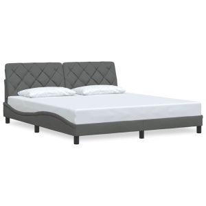 Łóżko Tapicerowane Szara Tkanina Rama Łóżka Ze Stelażem 180×200 cm 811973 Łóżko Tapicerowane Szara Tkanina Rama Łóżka Ze Stelażem 180×200 cm 811973