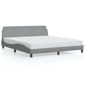Łóżko Tapicerowane Szara Tkanina Rama Łóżka Ze Stelażem 180×200 cm 821845 Łóżko Tapicerowane Szara Tkanina Rama Łóżka Ze Stelażem 180×200 cm 821845