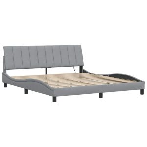 Łóżko Tapicerowane Szara Tkanina Rama Łóżka Ze Stelażem 180×200 cm 822418 Łóżko Tapicerowane Szara Tkanina Rama Łóżka Ze Stelażem 180×200 cm 822418