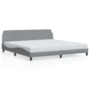 Łóżko Tapicerowane Szara Tkanina Rama Łóżka Ze Stelażem 200×200 cm 821913 Łóżko Tapicerowane Szara Tkanina Rama Łóżka Ze Stelażem 200×200 cm 821913