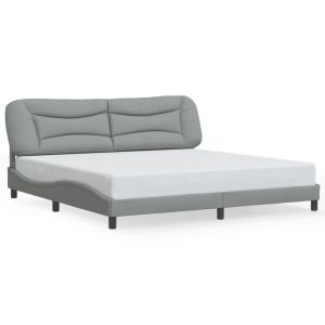 Łóżko Tapicerowane Szara Tkanina Rama Łóżka Ze Stelażem 200×200 cm 812033 Łóżko Tapicerowane Szara Tkanina Rama Łóżka Ze Stelażem 200×200 cm 812033