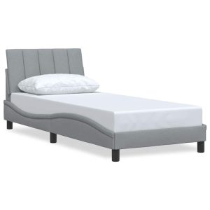 Łóżko Tapicerowane Szara Tkanina Rama Łóżka Ze Stelażem 80×200 cm 812047 Łóżko Tapicerowane Szara Tkanina Rama Łóżka Ze Stelażem 80×200 cm 812047