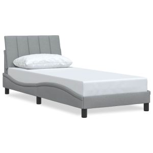 Łóżko Tapicerowane Szara Tkanina Rama Łóżka Ze Stelażem 90×200 cm 812013 Łóżko Tapicerowane Szara Tkanina Rama Łóżka Ze Stelażem 90×200 cm 812013