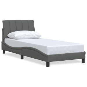 Łóżko Tapicerowane Szara Tkanina Rama Łóżka Ze Stelażem 90×200 cm 812021 Łóżko Tapicerowane Szara Tkanina Rama Łóżka Ze Stelażem 90×200 cm 812021