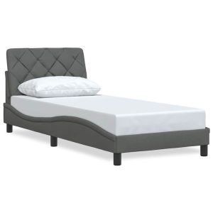 Łóżko Tapicerowane Szara Tkanina Rama Łóżka Ze Stelażem 90×200 cm 811980 Łóżko Tapicerowane Szara Tkanina Rama Łóżka Ze Stelażem 90×200 cm 811980