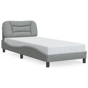 Łóżko Tapicerowane Szara Tkanina Rama Łóżka Ze Stelażem 90×200 cm 812066 Łóżko Tapicerowane Szara Tkanina Rama Łóżka Ze Stelażem 90×200 cm 812066