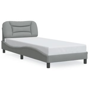 Łóżko Tapicerowane Szara Tkanina Rama Łóżka Ze Stelażem 90×200 cm 821909 Łóżko Tapicerowane Szara Tkanina Rama Łóżka Ze Stelażem 90×200 cm 821909