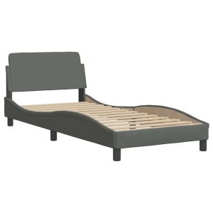 Łóżko Tapicerowane Szara Tkanina Rama Łóżka Ze Stelażem LED 90×190 cm 820985 Łóżko Tapicerowane Szara Tkanina Rama Łóżka Ze Stelażem LED 90×190 cm 820985