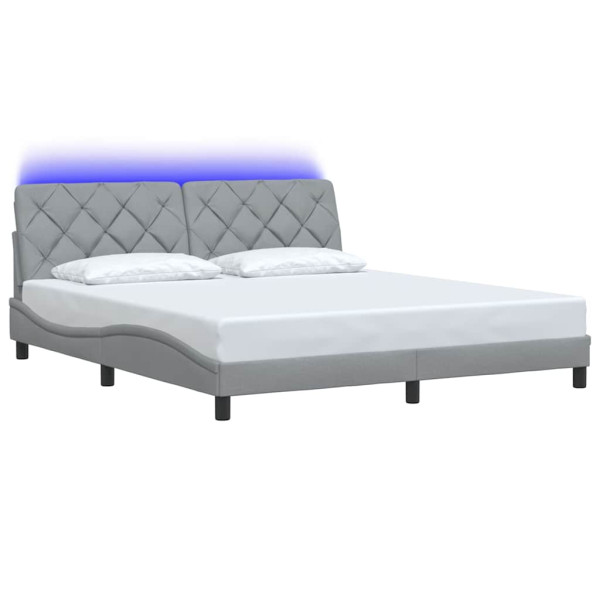 Łóżko Tapicerowane Szare Rama Łóżka Ze Stelażem Szara LED 180x200cm 821207