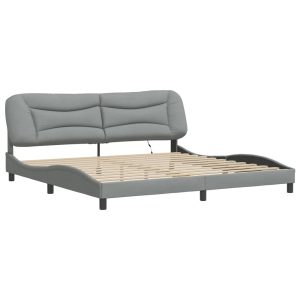 Łóżko Tapicerowane Szare Rama Łóżka Ze Stelażem Szara LED 200x200cm 822141 Łóżko Tapicerowane Szare Rama Łóżka Ze Stelażem Szara LED 200x200cm 822141