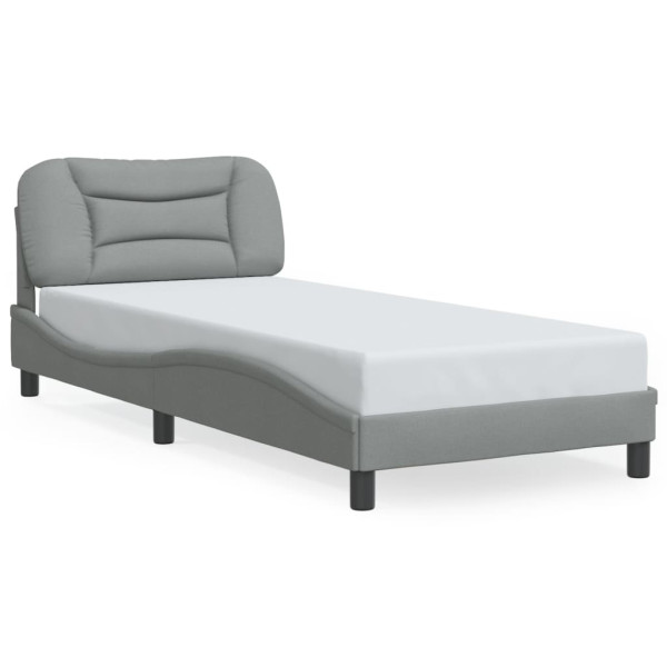 Łóżko Tapicerowane Szare Rama Łóżka Ze Stelażem Szara LED 90x190 cm 822208