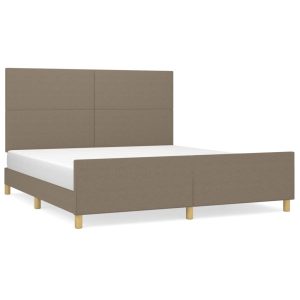 Łóżko Tapicerowane Taupe Tkanina Rama Łóżka Ze Stelażem 180×200 cm 822170