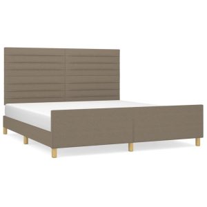 Łóżko Tapicerowane Taupe Tkanina Rama Łóżka Ze Stelażem 180×200 cm 821824