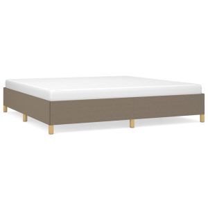 Łóżko Tapicerowane Taupe Tkanina Rama Łóżka Ze Stelażem 200×200 cm 822023