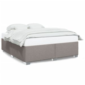 Łóżko Tapicerowane Taupe Tkanina Rama Łóżka Ze Stelażem 200×200 cm 822184
