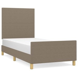 Łóżko Tapicerowane Taupe Tkanina Rama Łóżka Ze Stelażem 90×190 cm 822185