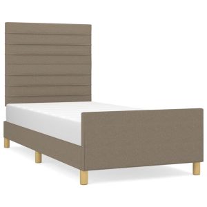 Łóżko Tapicerowane Taupe Tkanina Rama Łóżka Ze Stelażem 90×200 cm 822000