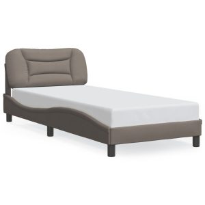 Łóżko Tapicerowane Taupe Tkanina Rama Łóżka Ze Stelażem 90×200 cm 821775