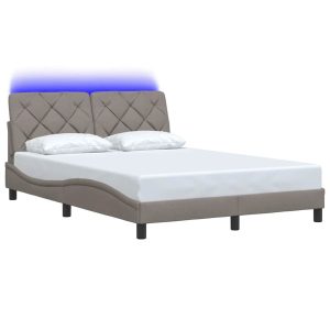 Łóżko Tapicerowane Taupe Tkanina Rama Łóżka Ze Stelażem LED 140×190 cm 821117 Łóżko Tapicerowane Taupe Tkanina Rama Łóżka Ze Stelażem LED 140×190 cm 821117