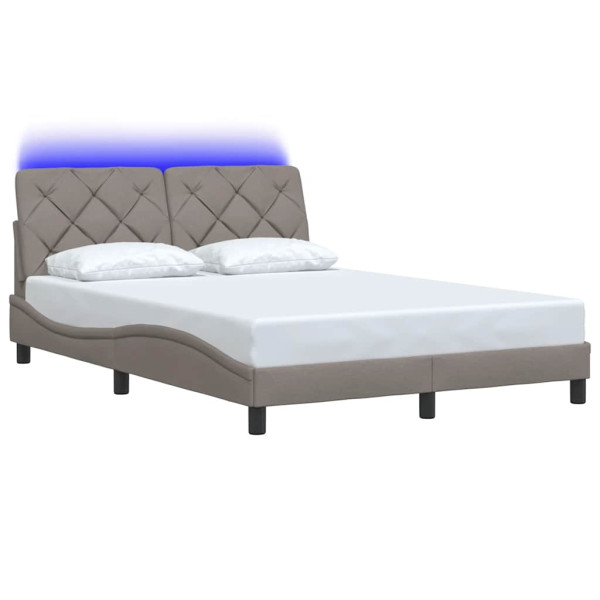 Łóżko Tapicerowane Taupe Tkanina Rama Łóżka Ze Stelażem LED 140x190 cm 821117