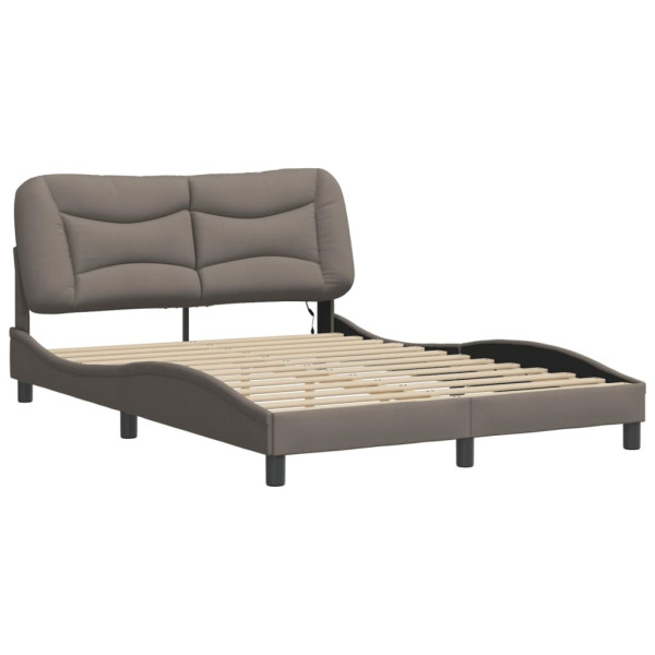 Łóżko Tapicerowane Taupe Tkanina Rama Łóżka Ze Stelażem LED 140x200 cm 822148