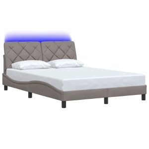 Łóżko Tapicerowane Taupe Tkanina Rama Łóżka Ze Stelażem LED 140×200 cm 821122 Łóżko Tapicerowane Taupe Tkanina Rama Łóżka Ze Stelażem LED 140×200 cm 821122