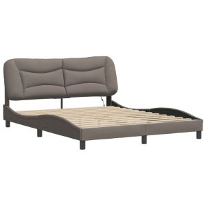 Łóżko Tapicerowane Taupe Tkanina Rama Łóżka Ze Stelażem LED 160×200 cm 821806 Łóżko Tapicerowane Taupe Tkanina Rama Łóżka Ze Stelażem LED 160×200 cm 821806