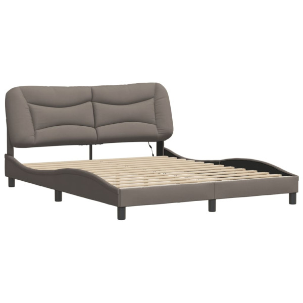 Łóżko Tapicerowane Taupe Tkanina Rama Łóżka Ze Stelażem LED 160x200 cm 821806
