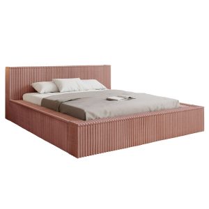 Łóżko tapicerowane TUFALO 200 x 200 cm różowy sztruks 828811 Łóżko tapicerowane TUFALO 200 x 200 cm różowy sztruks 828811