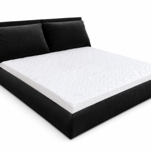 Łóżko tapicerowane Valentino 160×200 velvet czarne zagłówek stelaż 254245