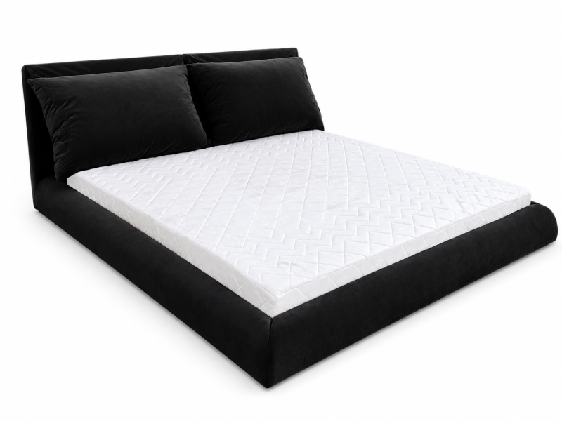 Łóżko tapicerowane Valentino 160x200 velvet czarne zagłówek stelaż 254245