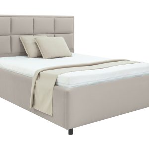 Łóżko tapicerowane Velvoro 140×200 z pojemnikiem i stelażem taupe 1062330 Łóżko tapicerowane Velvoro 140×200 z pojemnikiem i stelażem taupe 1062330