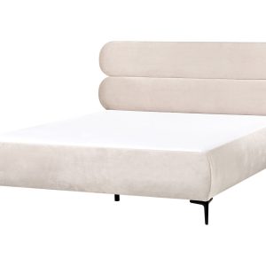 Łóżko tapicerowane welur 160×200 cm jasnobeżowe 658072 Łóżko tapicerowane welur 160×200 cm jasnobeżowe 658072