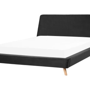 Łóżko tapicerowane welur 180×200 cm czarne 65161 Łóżko tapicerowane welur 180×200 cm czarne 65161