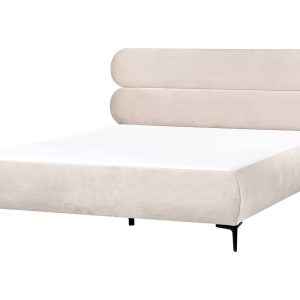 Łóżko tapicerowane welur 180×200 cm jasnobeżowe 658053 Łóżko tapicerowane welur 180×200 cm jasnobeżowe 658053