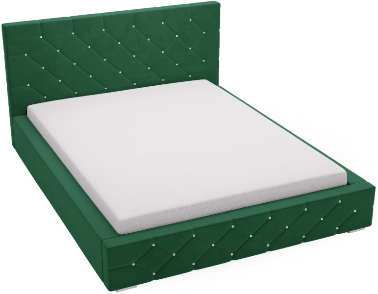 Łóżko tapicerowane z kryształkami 140x200 Solar, stelaż - Zielony 1054949