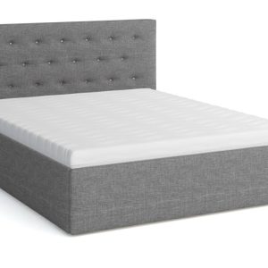 Łóżko Tapicerowane z Materacem 140×200 Star Szare 378693 Łóżko Tapicerowane z Materacem 140×200 Star Szare 378693
