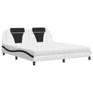 Łóżko tapicerowane z materacem białe sztuczna skóra sypialnia 180×200 cm 705209 Łóżko tapicerowane z materacem białe sztuczna skóra sypialnia 180×200 cm 705209