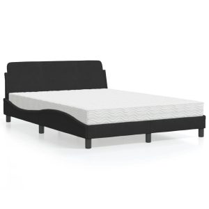 Łóżko tapicerowane z materacem czarne aksamit do sypialni 120×200 cm 706209 Łóżko tapicerowane z materacem czarne aksamit do sypialni 120×200 cm 706209