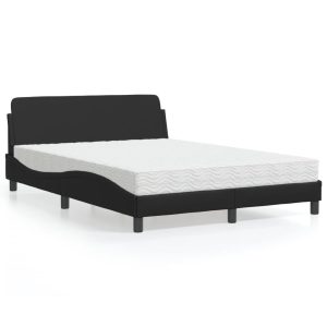 Łóżko tapicerowane z materacem czarne sztuczna skóra sypialnia 120×200 cm 706362 Łóżko tapicerowane z materacem czarne sztuczna skóra sypialnia 120×200 cm 706362