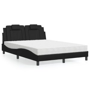Łóżko tapicerowane z materacem czarne sztuczna skóra sypialnia 120×200 cm 707529 Łóżko tapicerowane z materacem czarne sztuczna skóra sypialnia 120×200 cm 707529