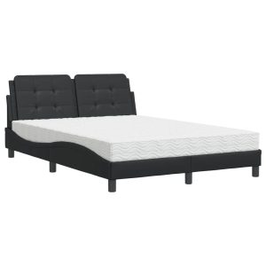 Łóżko tapicerowane z materacem czarne sztuczna skóra sypialnia 140×190 cm 705753 Łóżko tapicerowane z materacem czarne sztuczna skóra sypialnia 140×190 cm 705753