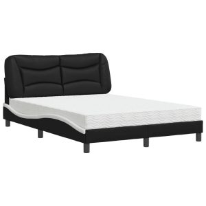 Łóżko tapicerowane z materacem czarne sztuczna skóra sypialnia 140×200 cm 705525 Łóżko tapicerowane z materacem czarne sztuczna skóra sypialnia 140×200 cm 705525