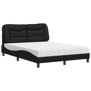 Łóżko tapicerowane z materacem czarne sztuczna skóra sypialnia 140×200 cm 706450 Łóżko tapicerowane z materacem czarne sztuczna skóra sypialnia 140×200 cm 706450