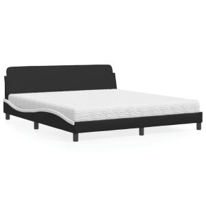 Łóżko tapicerowane z materacem czarne sztuczna skóra sypialnia 180×200 cm 705789 Łóżko tapicerowane z materacem czarne sztuczna skóra sypialnia 180×200 cm 705789