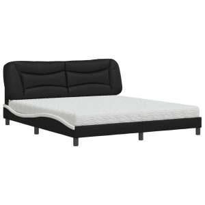Łóżko tapicerowane z materacem czarne sztuczna skóra sypialnia 180×200 cm 705855 Łóżko tapicerowane z materacem czarne sztuczna skóra sypialnia 180×200 cm 705855