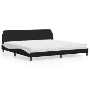 Łóżko Tapicerowane z Materacem Czarno Białe Ekoskóra do Sypialni 200×200 cm 821023 Łóżko Tapicerowane z Materacem Czarno Białe Ekoskóra do Sypialni 200×200 cm 821023