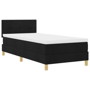 Łóżko Tapicerowane z Materacem Kontynentalne Czarna Tkanina 100 x 200 cm 814645 Łóżko Tapicerowane z Materacem Kontynentalne Czarna Tkanina 100 x 200 cm 814645
