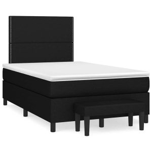 Łóżko Tapicerowane z Materacem Kontynentalne Czarna Tkanina 120×190 cm 814439